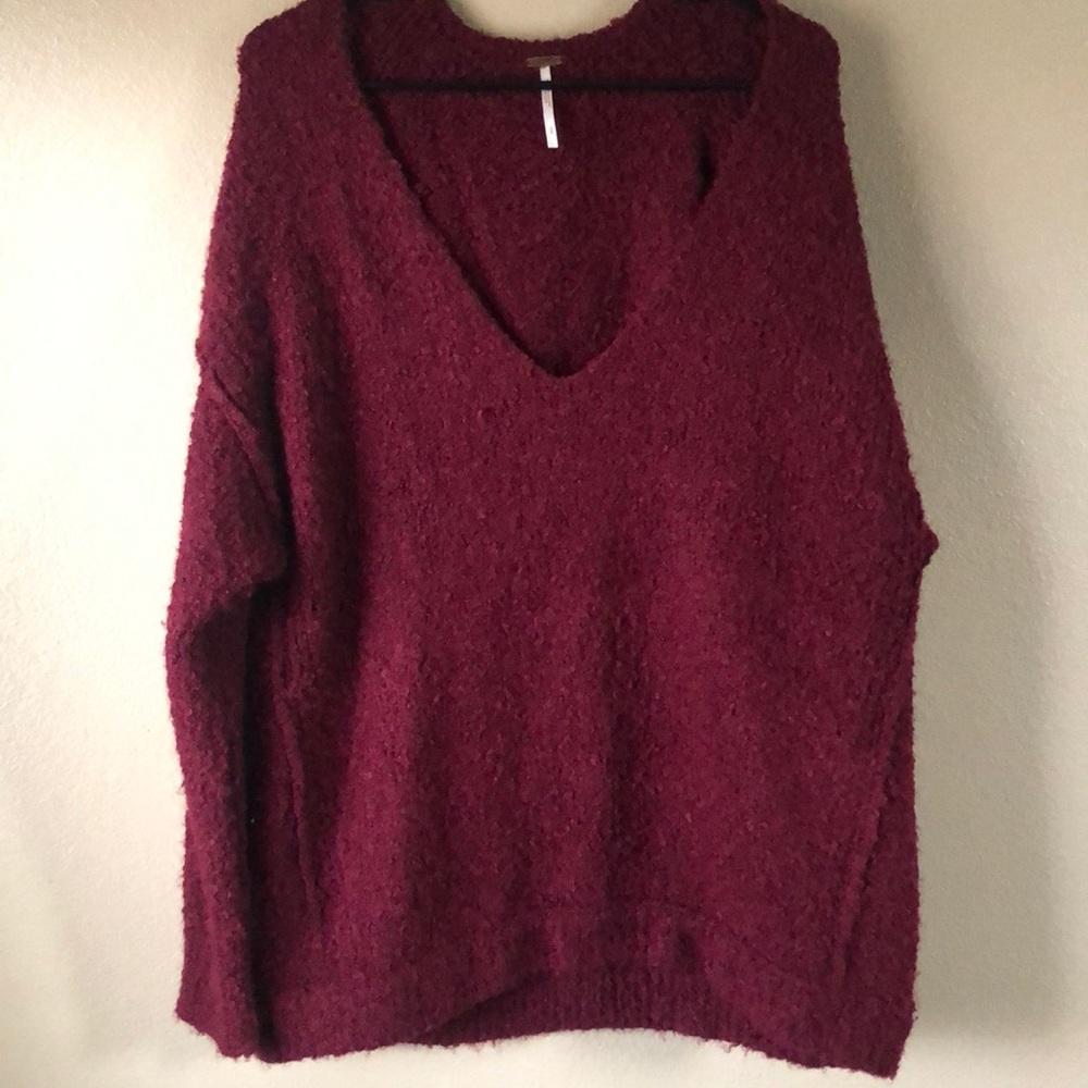 Free People Oversized Maroon Sweater
